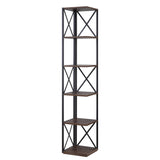 NNEDPE 5-Tier Corner Bookshelf - Walnut/Black