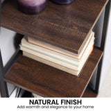 NNEDPE 5-Tier Corner Bookshelf - Walnut/Black