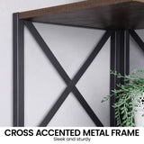NNEDPE 5-Tier Corner Bookshelf - Walnut/Black