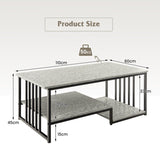 NNECW Rectangular 2-Tier Faux Marble Coffee Table with Open Storage Shelf