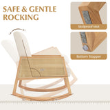 NNECW Rocking Chairs with Rattan Armrests and Upholstered Cushion