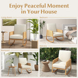 NNECW Rocking Chairs with Rattan Armrests and Upholstered Cushion