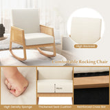 NNECW Rocking Chairs with Rattan Armrests and Upholstered Cushion