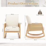 NNECW Rocking Chairs with Rattan Armrests and Upholstered Cushion