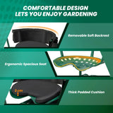 NNECW Rolling Garden Cart Scooter with Seat and Tool Storage-Green