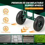 NNECW Rolling Garden Cart Scooter with Seat and Tool Storage-Green