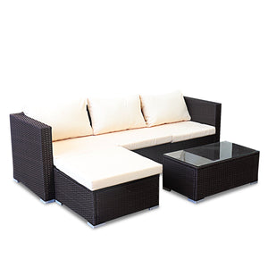 NNEDPE 5pc Modular Outdoor Lounge Set PE Rattan - Brown