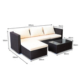 NNEDPE 5pc Modular Outdoor Lounge Set PE Rattan - Brown