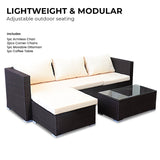 NNEDPE 5pc Modular Outdoor Lounge Set PE Rattan - Brown