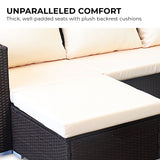 NNEDPE 5pc Modular Outdoor Lounge Set PE Rattan - Brown