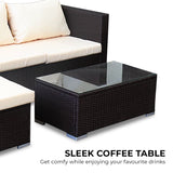 NNEDPE 5pc Modular Outdoor Lounge Set PE Rattan - Brown