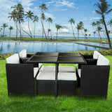 NNEDPE 9 Piece PE Rattan Garden Patio Outdoor Dining Set Black