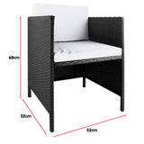 NNEDPE 9 Piece PE Rattan Garden Patio Outdoor Dining Set Black