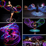 NNETM LED Light-Up Fitness Hoop, Color Changing & Detachable - 24 LEDs, 90cm
