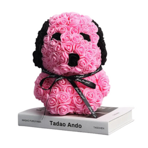 NNEOBA Teddy Rose Dog Artificial Flower Decoration (Pink)