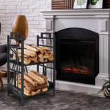 NNETM 2-Tier Firewood Rack with Hooks