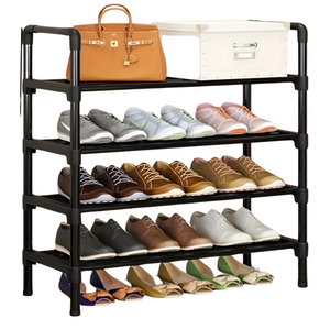 NNETM 4-Tier Black Metal Shoe Rack Organizer