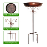 NNETM Vintage Metal Bird Bath with Pedestal Stand