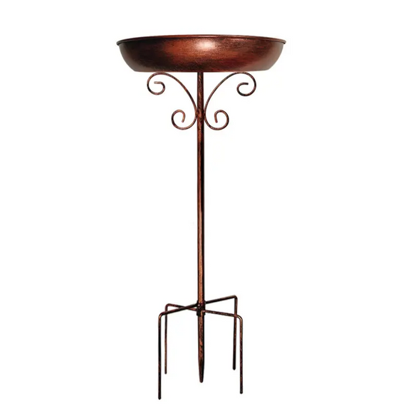 NNETM Vintage Metal Bird Bath with Pedestal Stand