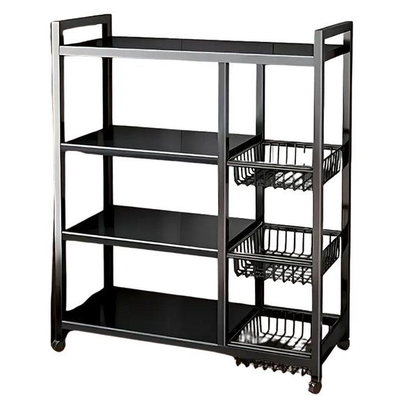 NNETM Movable Kitchen Storage Rack with Wheels (4-Tier)