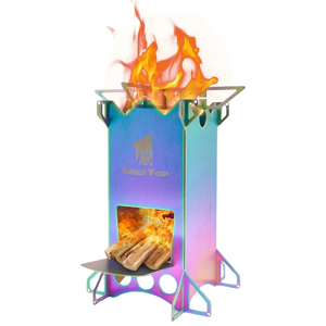NNETM Portable Stainless Steel Outdoor Rocket Stove (Multicolored)