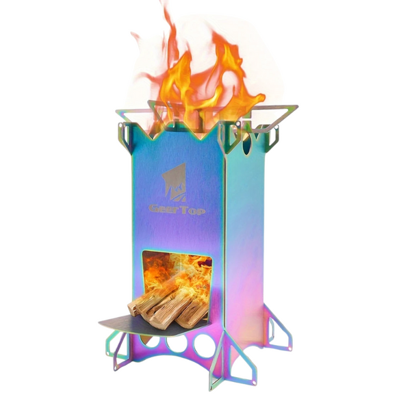 NNETM Portable Stainless Steel Outdoor Rocket Stove (Multicolored)