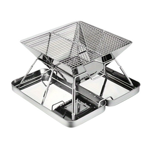 NNETM Stainless Steel Folding BBQ Grill Outdoor Cooking