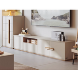 NNETB Modern Floor TV Cabinet with Rock Plate Coffee Table