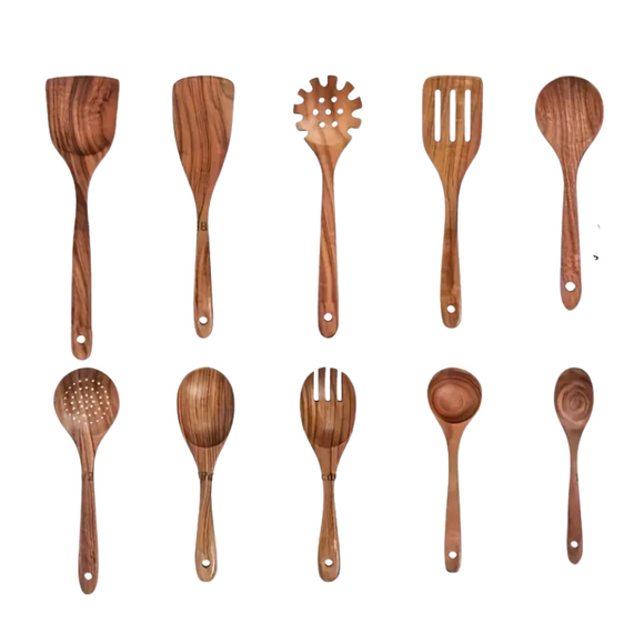NNETM Teak Non-Stick Heat Resistant Cookware Set (10pcs)