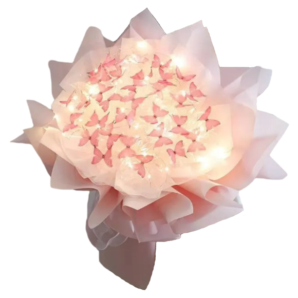 NNEOBA Enchanting DIY Butterfly Bouquet with Light String | Handmade Craft Kit