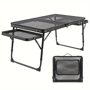 NNETM Camping Table with Extendable Wings & Mesh Top
