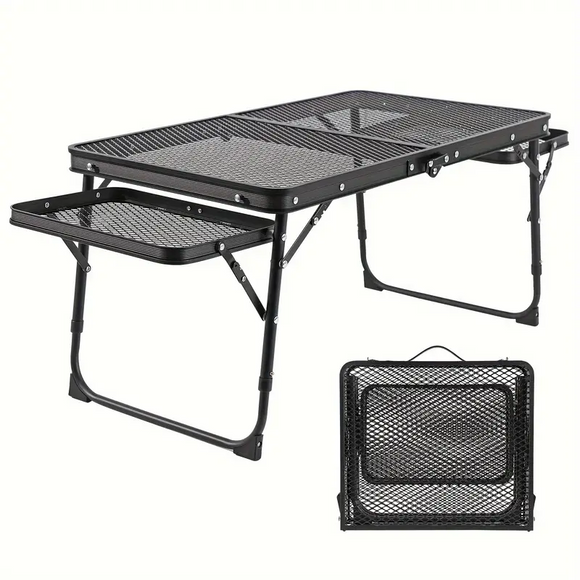 NNETM Camping Table with Extendable Wings & Mesh Top