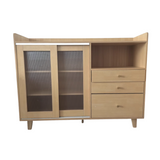 NNETB Japanese Solid Wood Style Kitchen Sideboard Cabinet