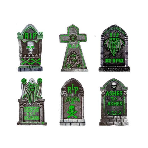 NNETM Halloween Glow Yard Signs Tombstone Set