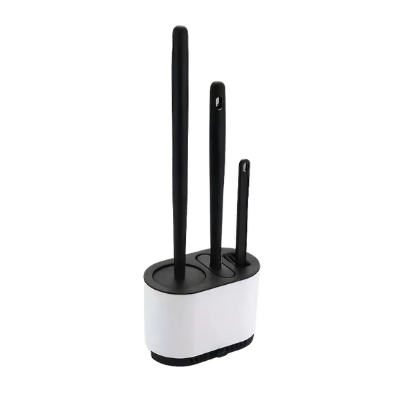 NNETM Toilet Brush with No-Slip Silicone Long Handle Set