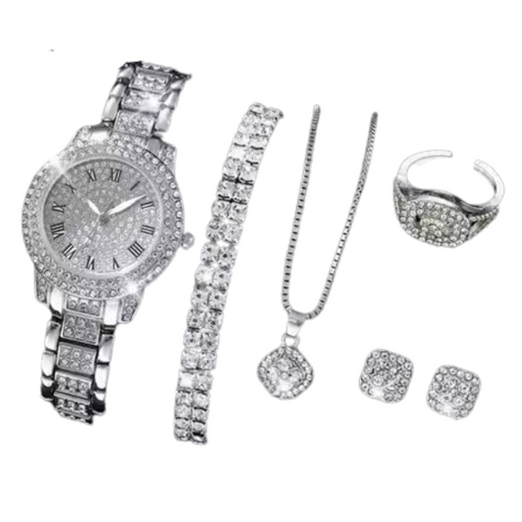 NNEOBA Roman Dial Women's Luxury Quartz Watch Set