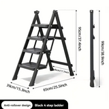 NNETM Metal Step Ladder with 4-Step Storage Rack