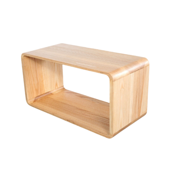 NNETB White Ash Wood Bookshelf Storage Rack Side Table