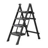 NNETM Metal Step Ladder with 4-Step Storage Rack