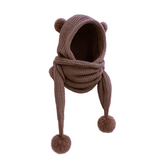 NNETM Women's Knit Beanie Hat with Scarf & Pom-Poms