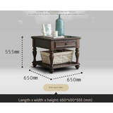 NNETB Retro Solid Wood Square Coffee Side Table
