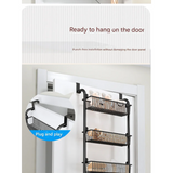 NNETM Black Multi-Layer Metal Hanging Storage Basket - Over the Door Organizer with 6 Tiers