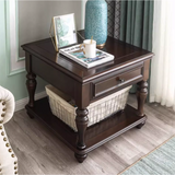 NNETB Retro Solid Wood Square Coffee Side Table