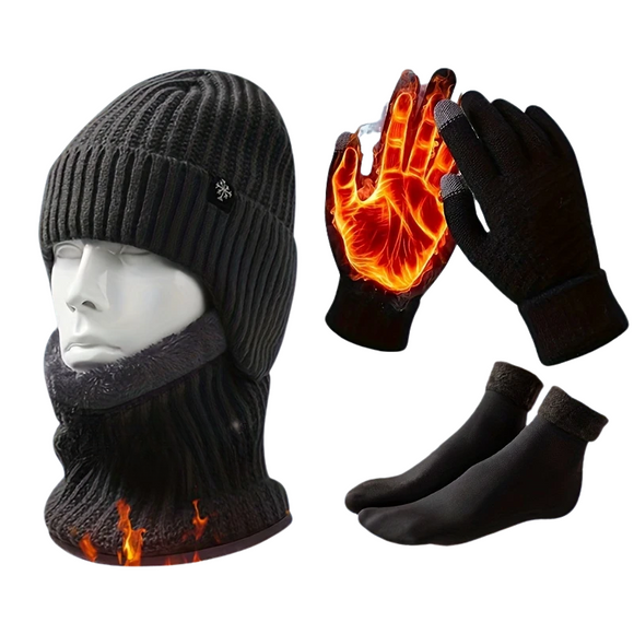 NNETM Winter Warm Knit Set for Men (4-Piece)