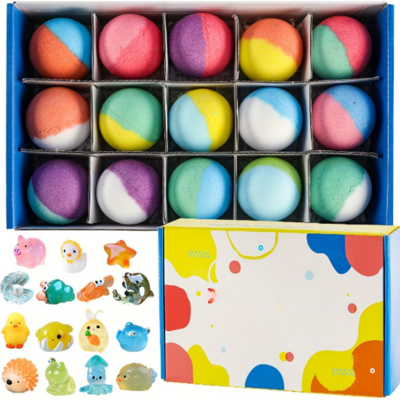 NNETM Surprise Toy Bath Bombs for Kids (15-Pack)