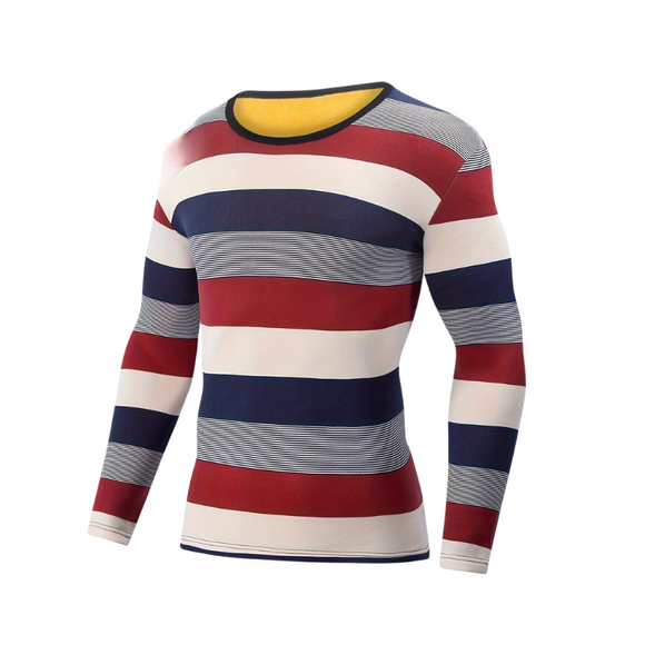 NNETM Men's Thermal Striped Skiing Fleece Shirt