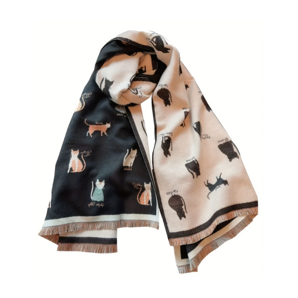 NNETM Cozy Double-Sided Cat Scarf for Winter Style