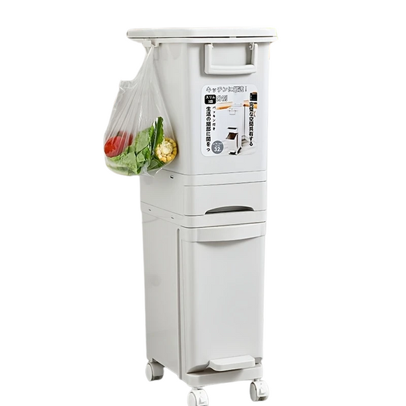 NNETM Wheeled Press-Top Kitchen Recycling Bin