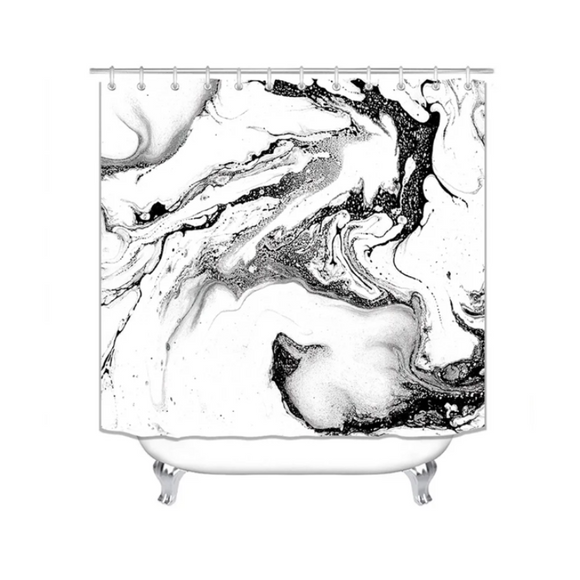 NNETM Luxury Marble Shower Curtain Bathroom Set (4 pcs)