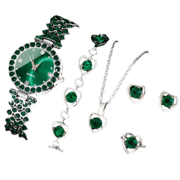 NNEOBA Women's Luxury Watch Jewelry Set with Heart Accents